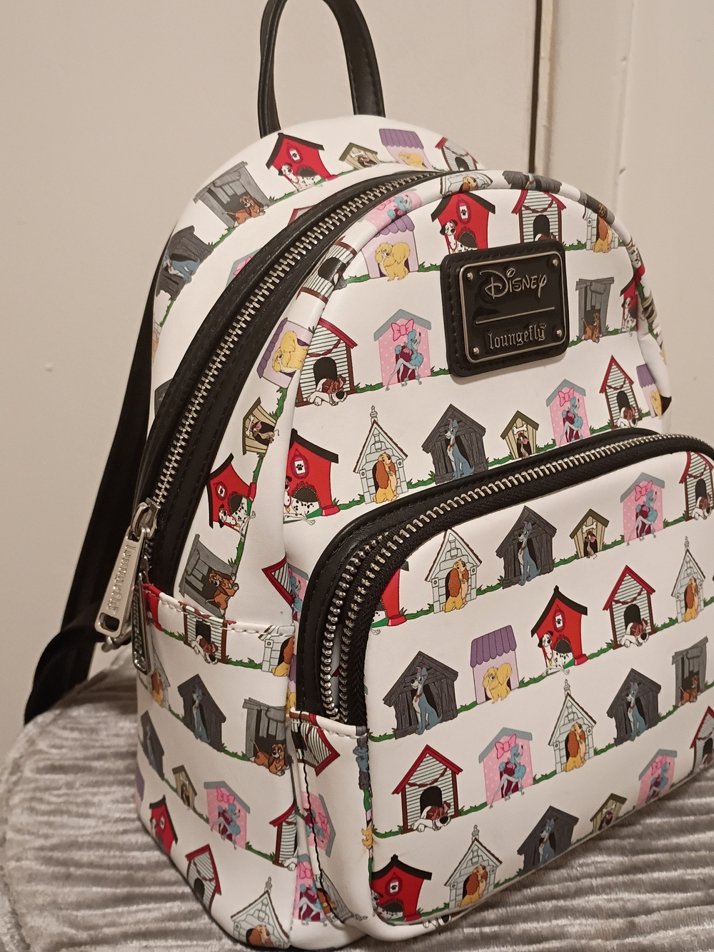 Loungefly Disney Pups Print, White Background Mini-Backpack